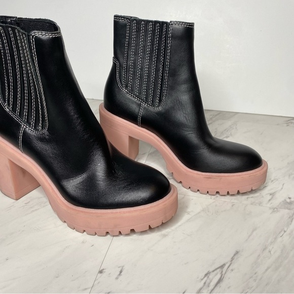 Dolce Vita Caster Black Leather Lug Sole Bootie 6 - Picture 9 of 13